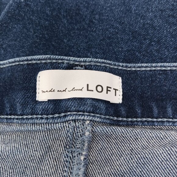 Loft High Waist Flare Crop Jeans Size 10/30 Dark Wash Made and Loved - Picture 8 of 16